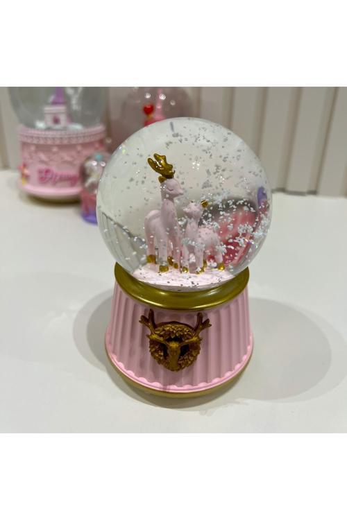 Kral Kaybederse Geyikli Işıklı Müzikli Orta Boy Kar Küresi Tky0403