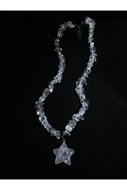 Kristal Kuvars Yıldız Uçlu Kırıktaş Doğal Taş Kolye Tky0329