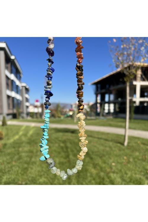 Çakra Doğal Kırık Taş Çakra Kolyesi Tky0414