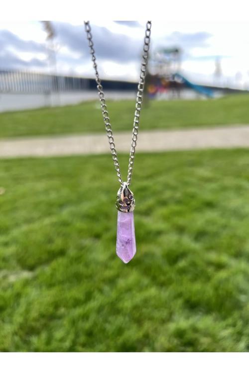 Ametist Uzun Çivi Doğal Taş Kolye Tky0363