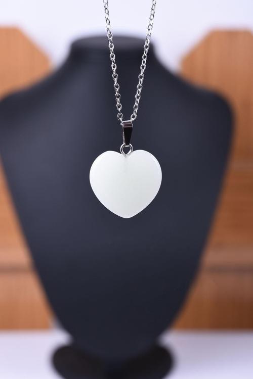 Fosforlu Doğal Taş Kalpli Kolye Tky0034