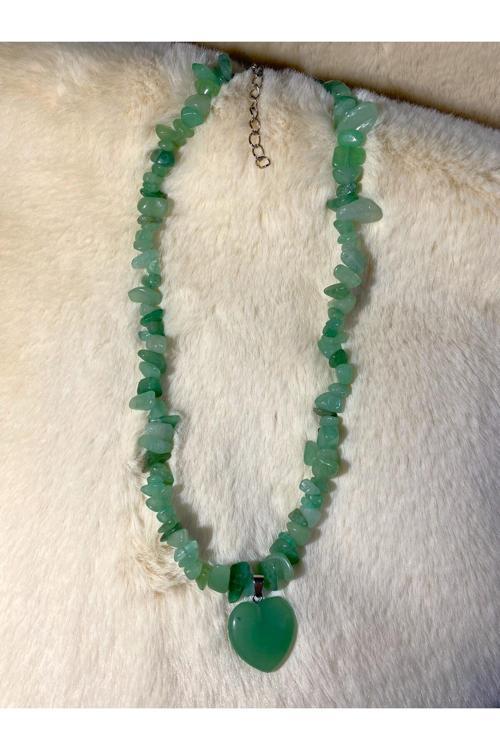 Aventurin Kalp Uçlu Kırıktaş Doğal Taş Kolye Tky0324