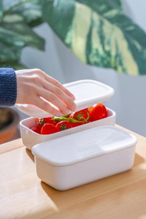 Nora Vakumlu Kapaklı Porselen 2 li Kase 18 x 9 Cm