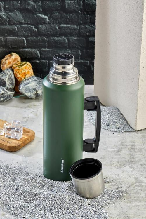 1,5 Litre Kulplu Çelik Termos CKR-2085 Yeşil
