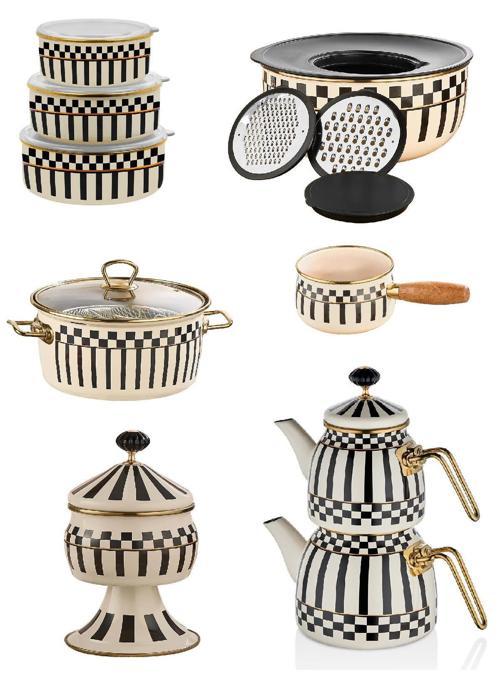 Emaye Çaydanlık  -  Karıştırma Kabı - Kızartma Tenceresi - 3lü Saklama Kabı - Sütlük - Şekerlik