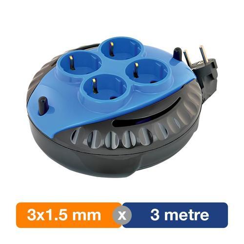 Mini Kablolu Makara 4'Lü Priz 3 metre 3x1.5 mm 505400