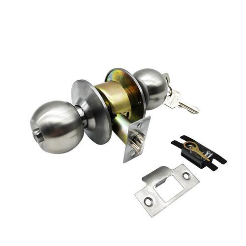 504420 Otel Tipi Topuzlu Oda Kapı Kilidi Mat Saten Anahtarlı