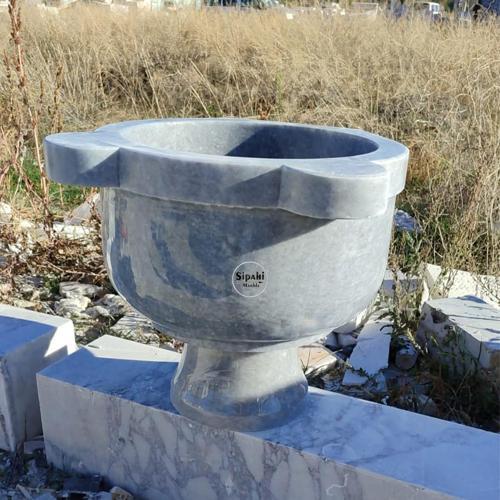Gri Mermer Gider Delikli Yüksek Ayaklı Düz Kurna