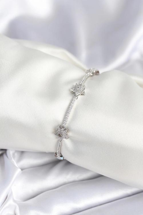 BFS Pirinç Gümüş Renk Yıldız Model Kadın Bileklik