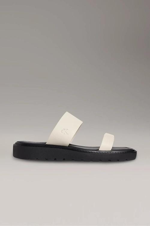 Halat Detaylı Yumuşak Deri Monogramlı Kadın Siyah  Sandalet YW0YW01864-0HG