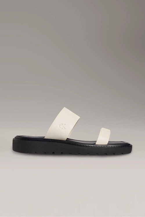 Halat Detaylı Yumuşak Deri Monogramlı Kadın Siyah Sandalet YW0YW01864-0HG