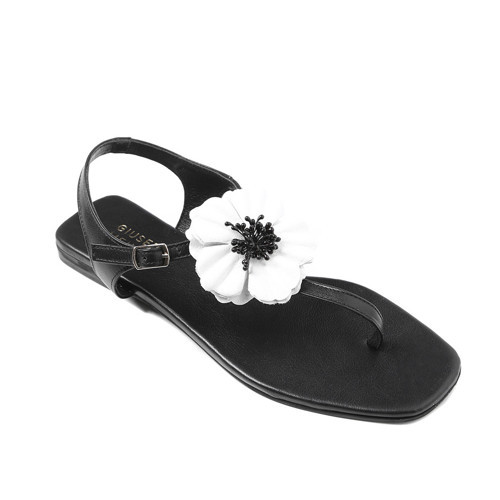 Kadın Sandalet MX-21293.R500 Giuseppe Mengoni C516 Siyah - Kırmızı Çiçek Motifli