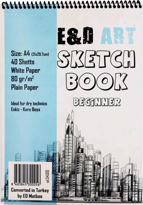 Sketch Book Beginner A4 40yp 80gr Eskiz Çizim Defteri Üstten Spiralli / ed.54500