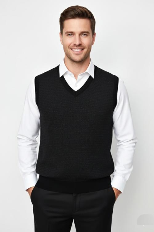 Erkek V Yaka Süveter  Çelik Örgü Regular Kalıp BGL-ST04840