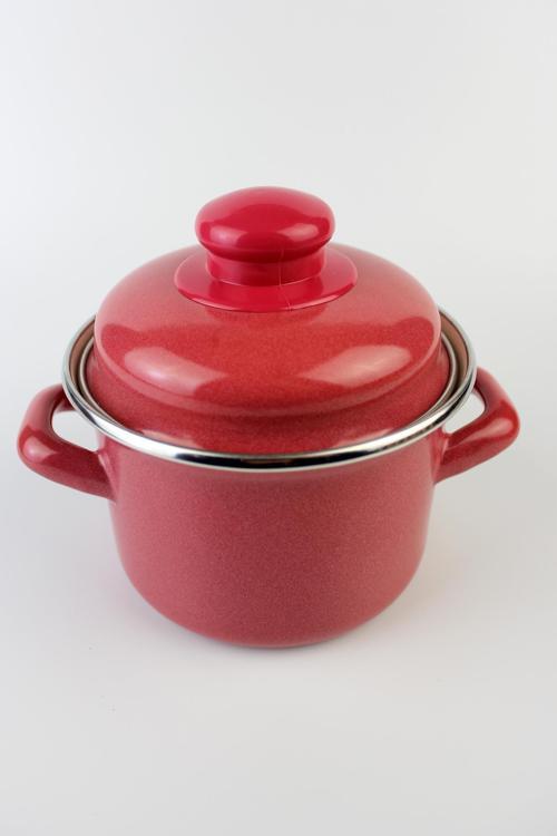 Lüks Emaye Mini Tencere 12cm 900ml Kırmızı