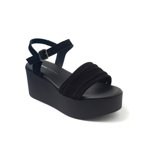 Kadın Sandalet 8801 Camoscio Frau Wedges Suede Nero