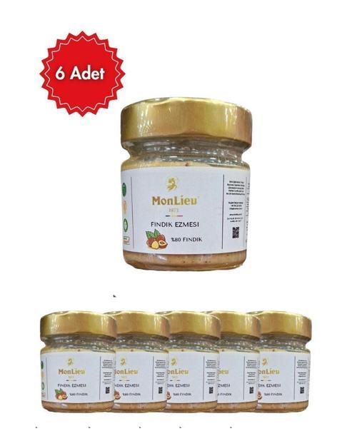 MonLieu %100 Fındık Ezmesi 200 gr x 6 Adet (Şeker İlavesiz & Glutensiz Paket)