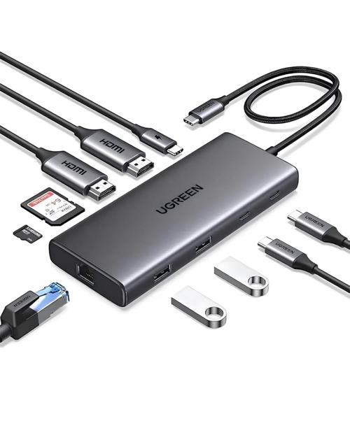 Revodok Pro 10-in-1 1xUSB-A 3.0, 1xUSB-A 3.2 10Gbps, 2xUSB-C 3.2 10Gbps, 1xUSB-C PD 100W, 2xHDMI 4K/60Hz, SD, TF,