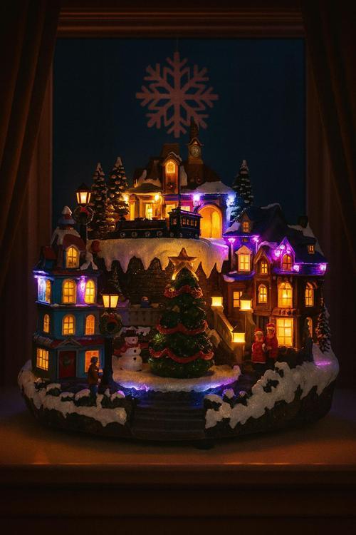 Premium Collection Işıklı Noel Şehir Dekoratif Yılbaşı Süsü