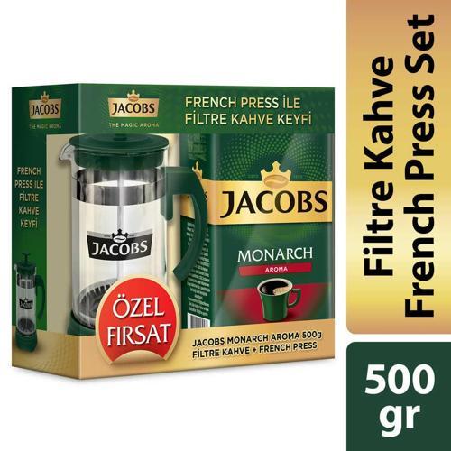 Monarch Aromalı Filtre Kahve 500 gr + French Press SETİ