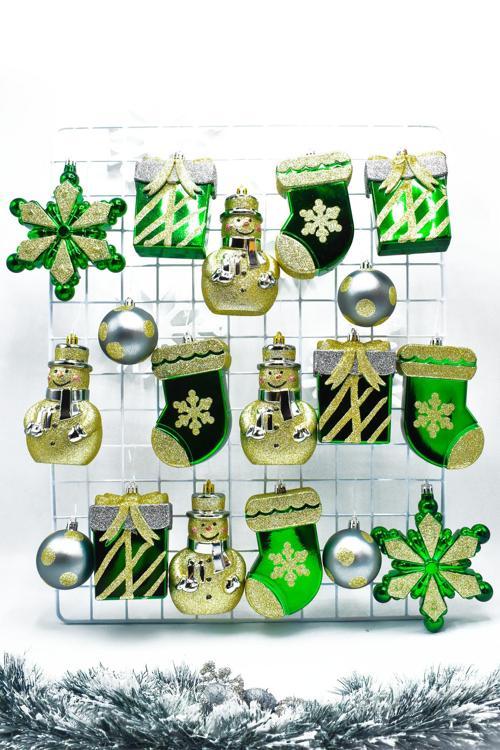 Premium Collection 18'li Mix Yılbaşı Süsü Set Simli