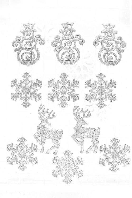 11li Simli Gümüş Yılbaşı Çam Ağacı Süs