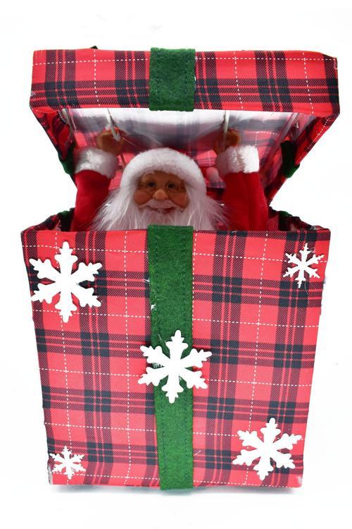 Premium Collection Müzikli Noel Babalı Hediye Kutusu Yılbaşı Dekoratif Süs