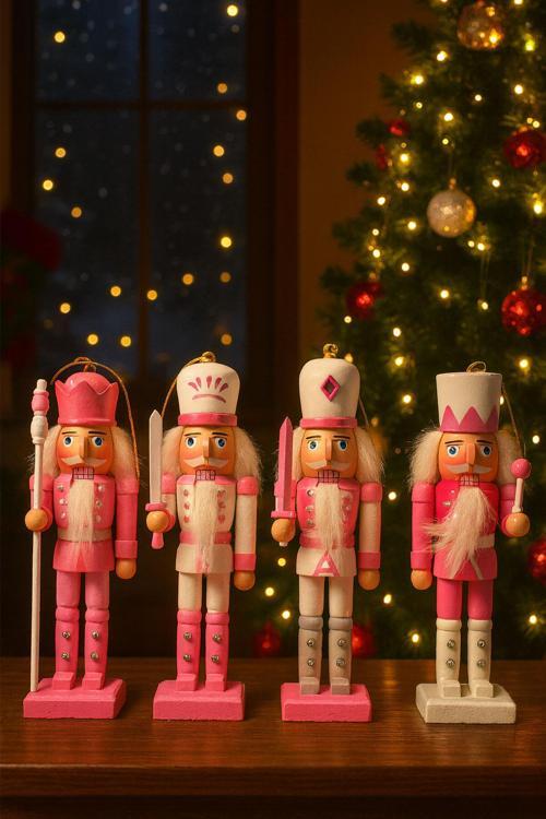 Premium Collection 4'lü 13,5 Cm Kurşun Asker Seti Dekoratif Yılbaşı Süsü