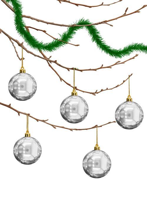 6 Lı 10 Cm Parlak Yılbaşı Ağacı Süsü Cici Top Gümüş