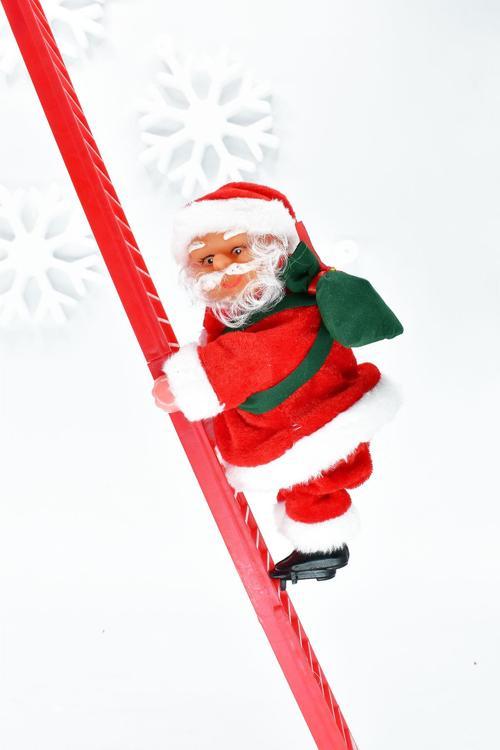 Merdivenli Tırmanan Noel Baba Dekoratif Yılbaşı Süsü