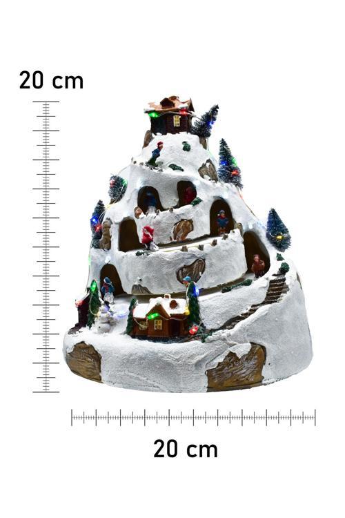 Premium Collection Işıklı Karlı Dağ Tren Dekoratif Yılbaşı Süsü