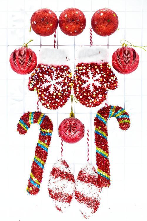 Premium Collection Luxury 12'li Mix Kırmızı Süs Seti