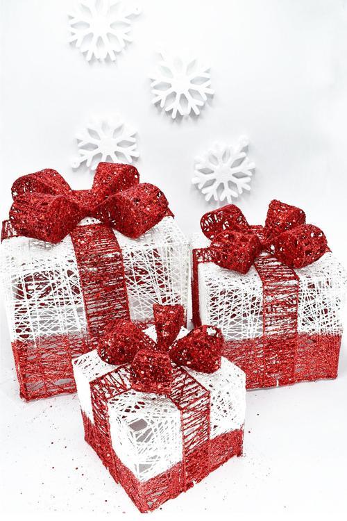 Yılbaşı Çam Ağacı Hediye Paketi 3lü Set Küçük-Orta-Büyük Dekoratif Süs