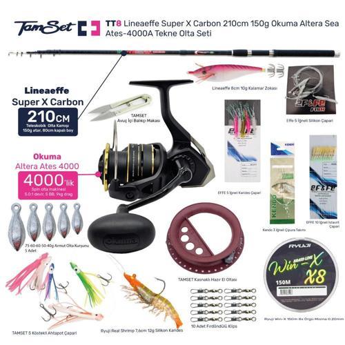 Altera 4000 Super X Carbon 210cm 150g Tekne Olta Seti TT8