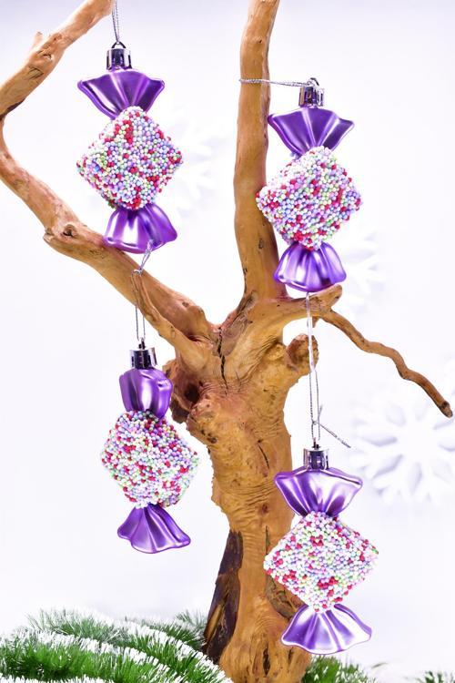 Premium Collection 4lü Pembe Şeker Süs Yılbaşı Süsü