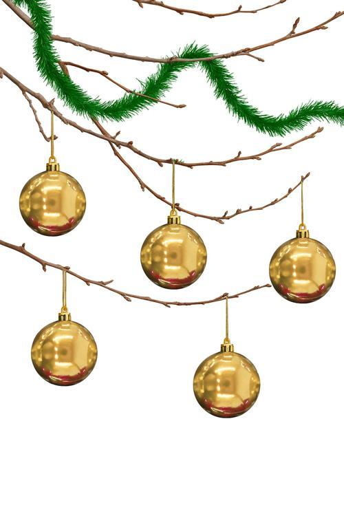 6 Lı 10 Cm Parlak Yılbaşı Ağacı Süsü Cici Top Gold