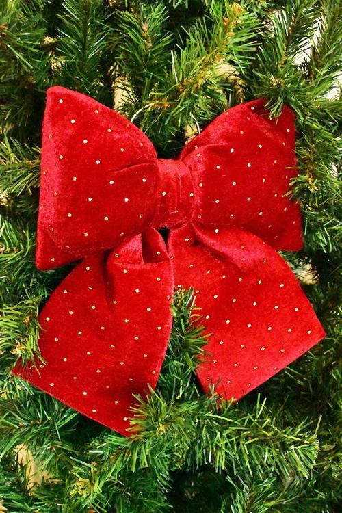 Kırmızı Yaldızlı Kurdela 32*40 cm Yılbaşı Ağacı Süsü