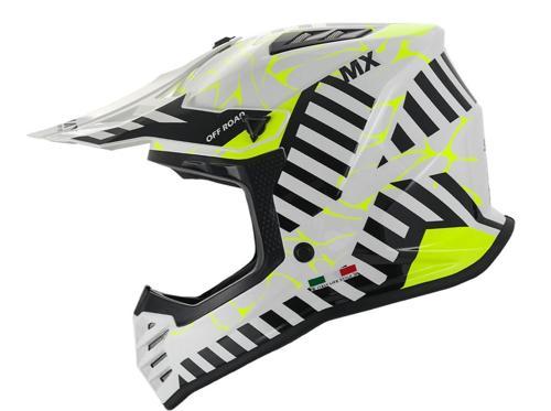 SWAY 618 Alert Çocuk Cross Kaskı Bisiklet Motosiklet Enduro Kask L Beden Beyaz Sarı Çocuk Kaskı