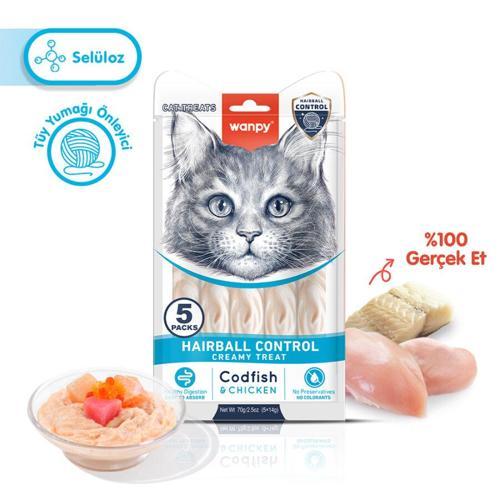 Hairball Control Morina balığı&Tavuk 5x14 gr Krema Kedi Ödül Maması