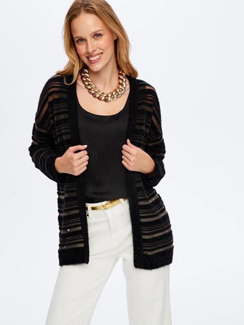 Transparan Detaylı Kadın Triko Hırka W26TRH004