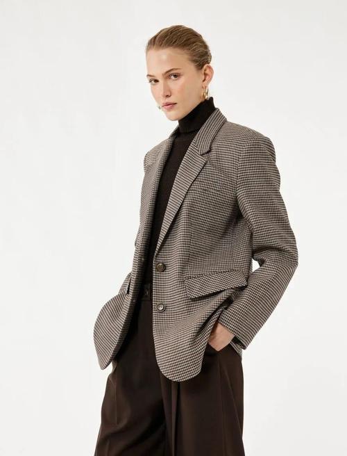 Kruvaze Düğmeli Oversize Kadın Blazer Ceket 6WAK50011PW