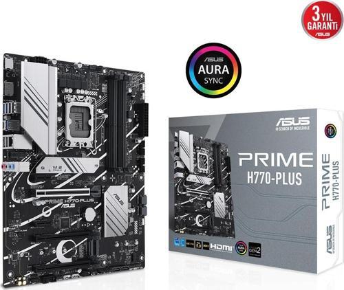 PRIME H770-PLUS H770 DDR5 (Vga Yok) GLan 2.5G ATX HD DP US32 M2 RGB 1700p Anakart