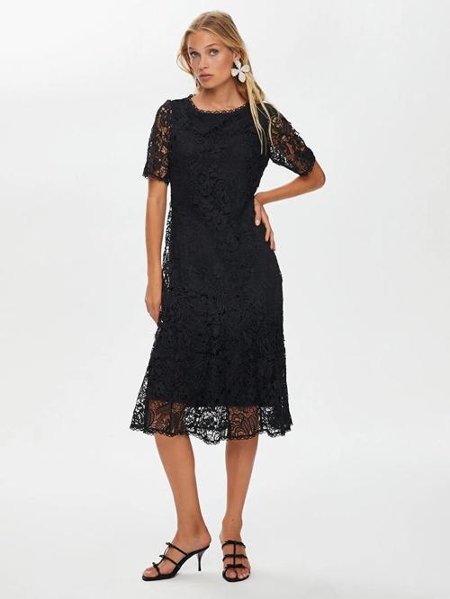 Dantel Midi Boy Kısa Kol Kadın Abiye Elbise W26ABY005