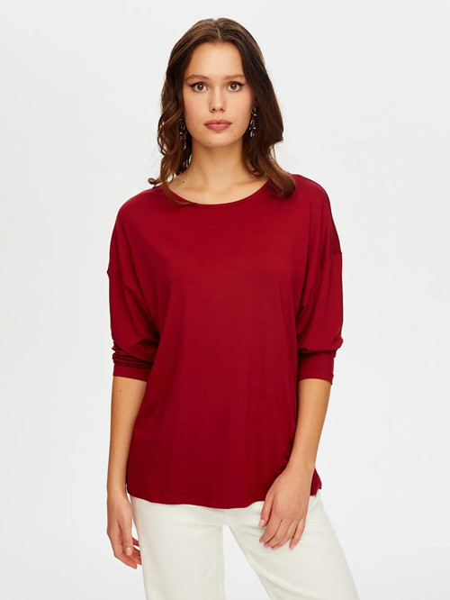 Yuvarlak Yaka Kadın Uzun Kol T-Shirt W26TSH007