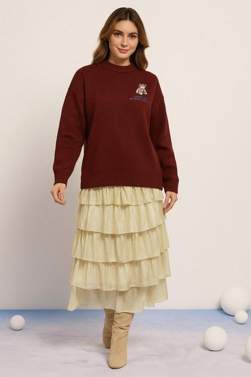 Nakışlı Kadın Kazak 25K0313K1