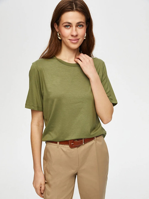 Yuvarlak Yaka Kısa Kol Kadın T-Shirt BS25TSH002