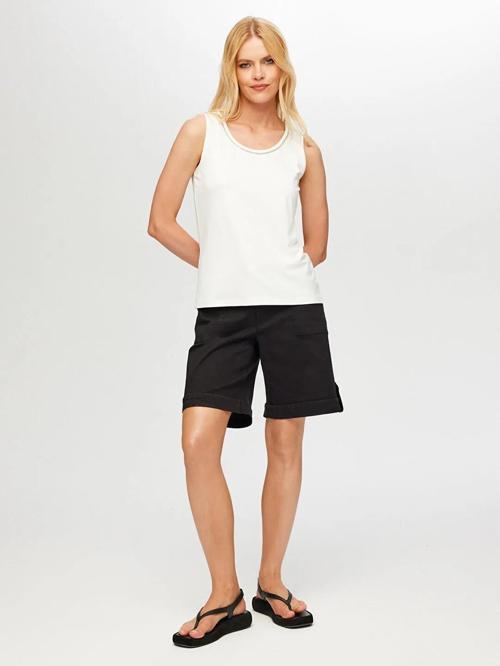 Yakası Zincir Şerit Detaylı Kadın Kolsuz Bluz B00024-3