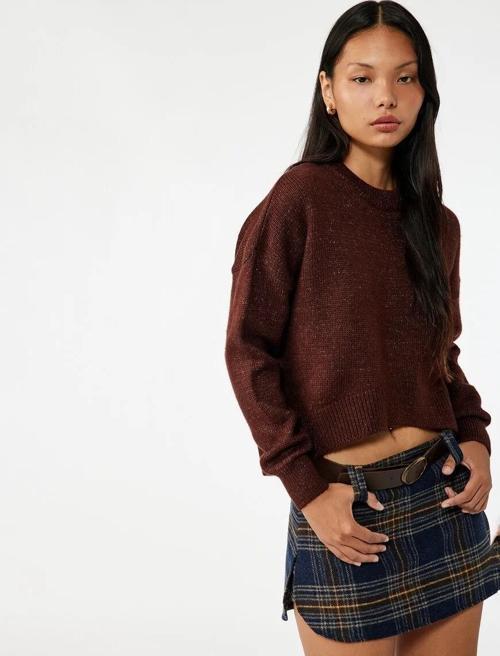 Bisiklet Yaka Asimetrik Kesim Kadın Triko Kazak 6WAL90041HT