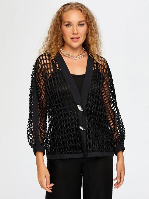 Metal Düğme Detaylı Delik İşi Kadın Ceket W26HRK001