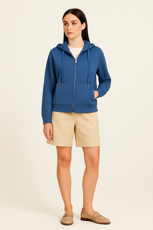 Tam Fermuarlı Scuba Kumaş Kadın Sweatshirt W5YQ05KBYE2